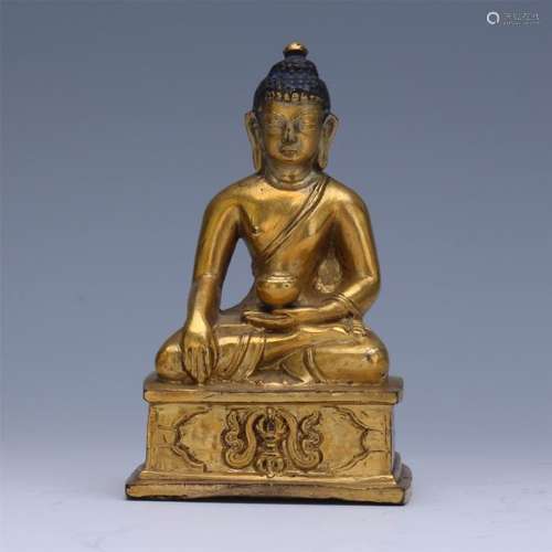 CHINESE GILT BRONZE SEATED SAKAYMUNI