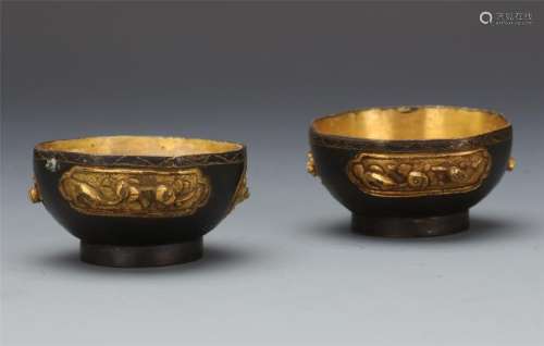 PAIR OF CHINESE GILT BRONZE BOWLS