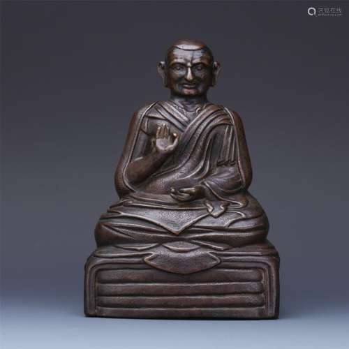 TIBETAN BRONZE SEATED GURU