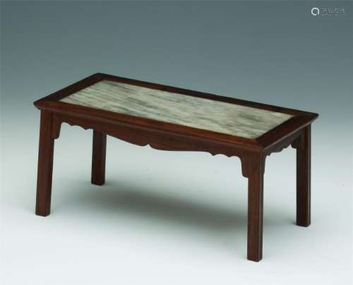 CHINESE MARBLE INLAID HUANGHUALI TABLE
