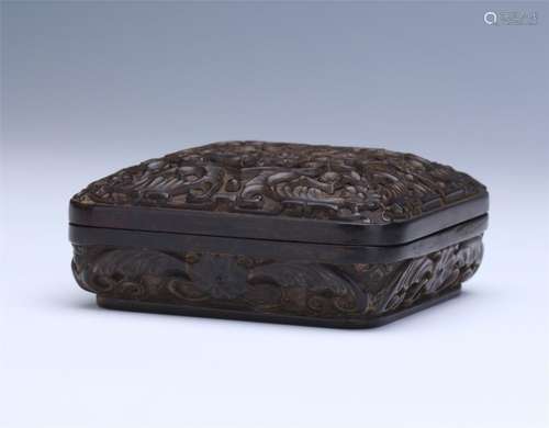 CHINESE ZITAN CRAVED FLOWER SQUARE CASE