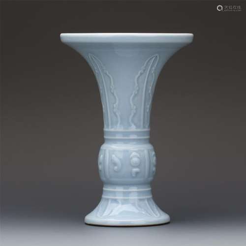 CHINESE PORCELAIN BLUE GLAZE GU VASE