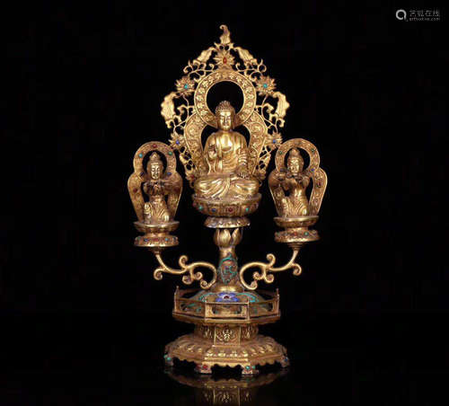 GILT BRONZE MOLDED BUDDHA STATUES