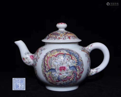 A YONGZHENG NIANZHI MARK FAMILLE-ROSE TEAPOT