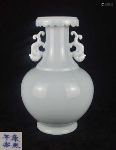 A CELADON GLAZE FLORAL SHAPED VASE