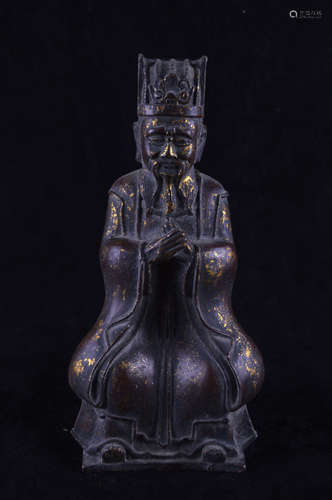 A BRONZE MOLDED WENCHANG STATUE