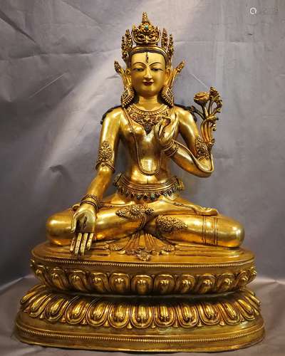 A BRONZE GLITED WHITE DEGREE BUDDHA