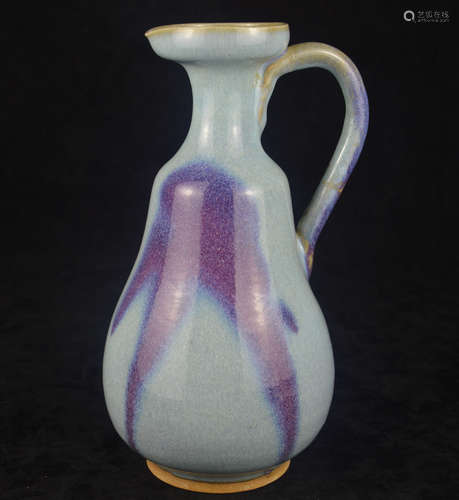 A JUNYAO PURPLE-SPLASHED HANDLE POT