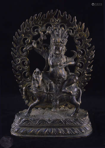 A BRONZE MOLDED BUDDHA STATUE