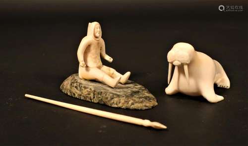 Two Pieces Inuit Art - Fred Kingeekuk