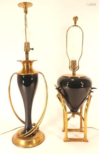 2 Chapman Porcelain and Black Table Lamps