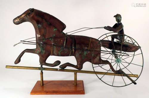 Copper and Brass Horse and Sulky Weathervane