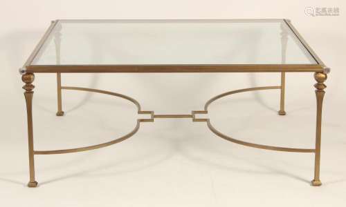 Contemporary Gilt Steel/Glass Coffee Table