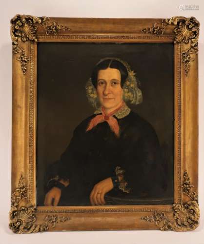 19th C. American Portrait of a Lady,O/C