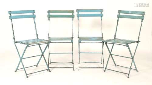 Four Vintage French Folding Cafe Chairs