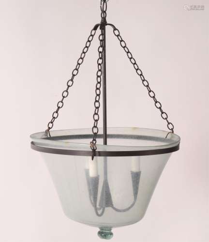 Metal and Hand Blown Glass Bell Jar Lantern