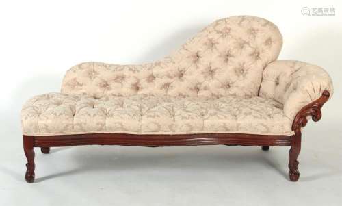 Victorian Wood Carved and Upholstered Chaise