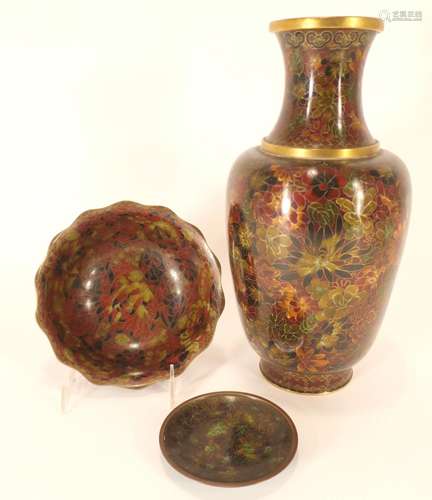 3 Millefleur Cloisonne Objects