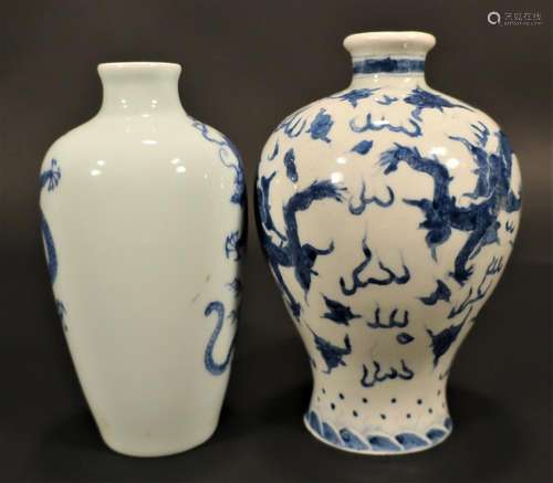 Two Chinese Blue and White Porcelain Small Vases