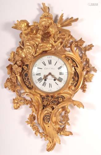 Mid-19th Century Gilt Bronze French Cartel Clock