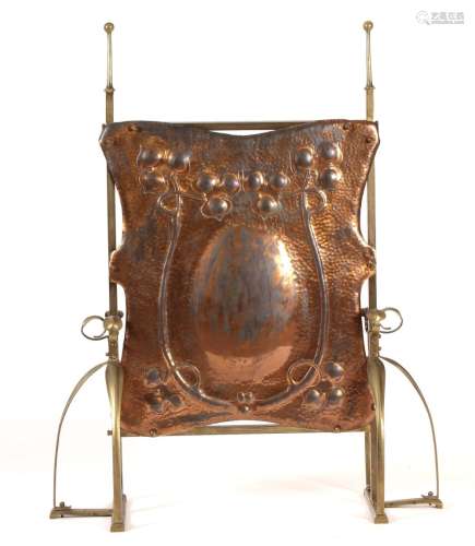 Antique Arts & Crafts Copper Brass Firescreen