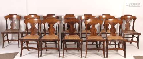 12 Tiger Maple Cane Seat Chairs