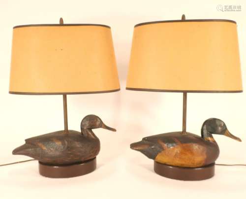 Pair of Vintage Papier Mache Decoys as Lamps