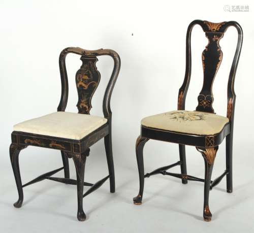2 Queen Anne Style Chinoiserie Decorated Chairs