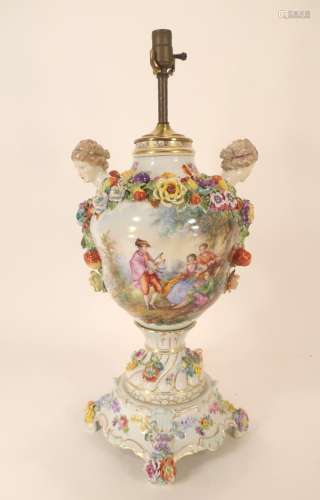 Large Dresden Porcelain Urn as Lamp