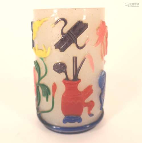 Chinese 6 Color Glass Brush Pot