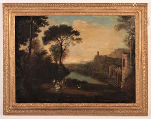 Emelia Acierno,Landscape w/ Figures by Lake, O/C