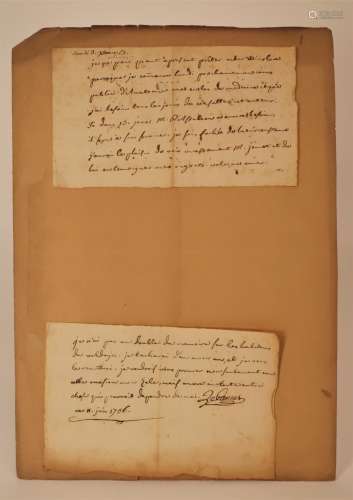 Le Camus, 1721-1789, 2 Handwritten Notes