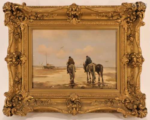 F.Thiery,Dutch,act.c.1880,Horses,O/B