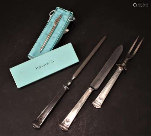 Tiffany Sterling 3 Pc. Carving Set and a Pen