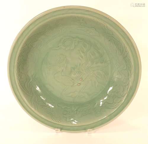 Chinese Dragon Celadon Charger