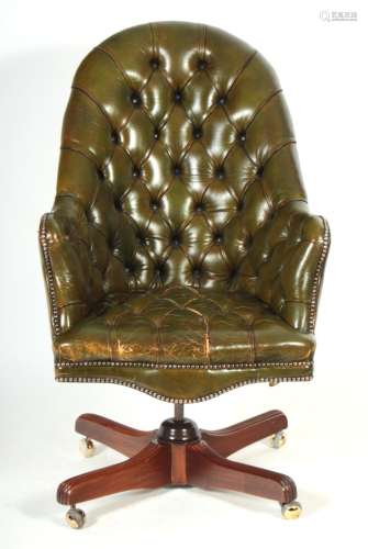 Chesterfield Style Leather Swivel Desk Chair