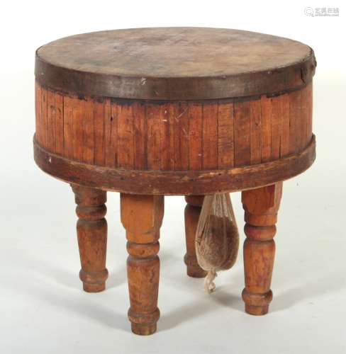French Round Butcher Block Table,19th C.
