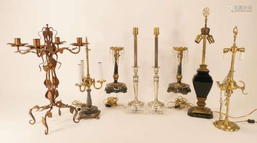 8 Assorted Classical Style Lamps,Candelabra