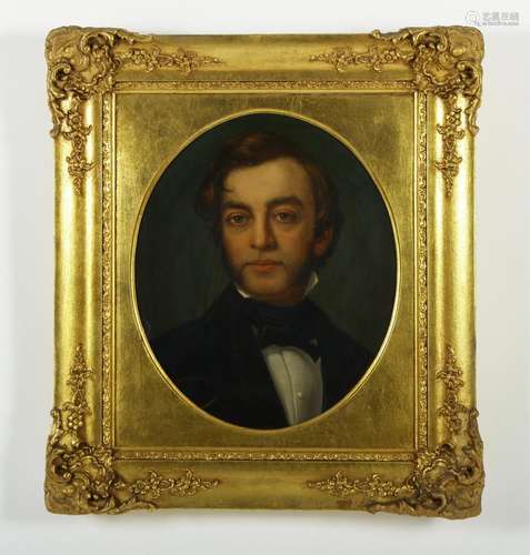 Oval Portrait of Handsome Man, c. 1860, O/C