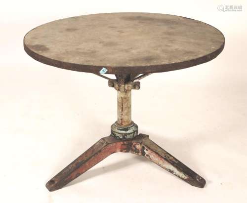 Vintage Steel Industrial Table, Round Concrete Top