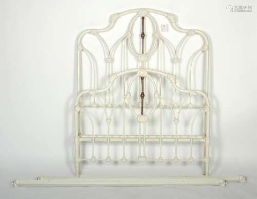 Victorian Painted Iron and Brass Bed