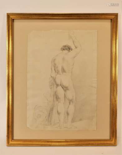 18th C., Nude Study, Spanish, pencil on paper