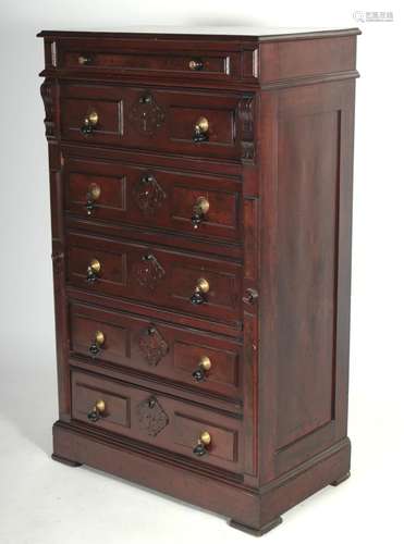 Walnut Victorian Tall Chest