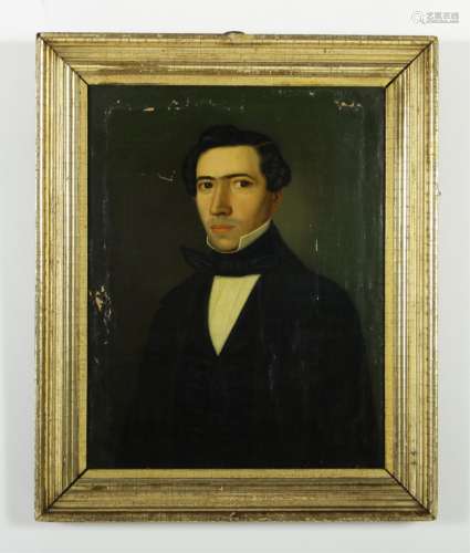 Am Sch, 19th c. Portrait of Young Man, O/C