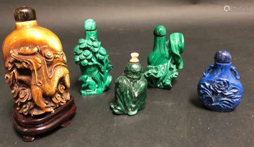 Group of Chinese Hardstone Snuff Bottles