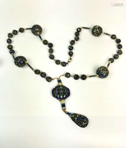 Enamel Cloisonne Silver Beads Necklace