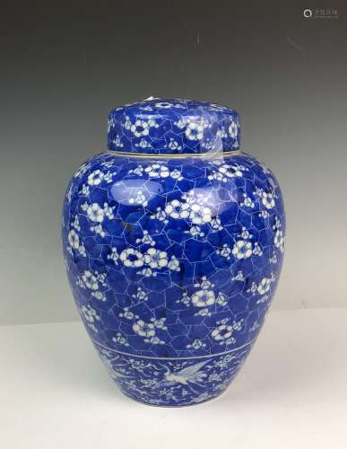 Blue Glazed Porcelain Covered Ginger Jar