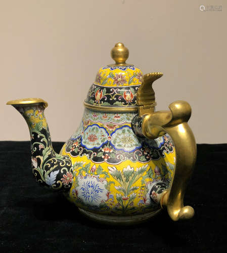 Cloisonne Enameled Teapot with Mark