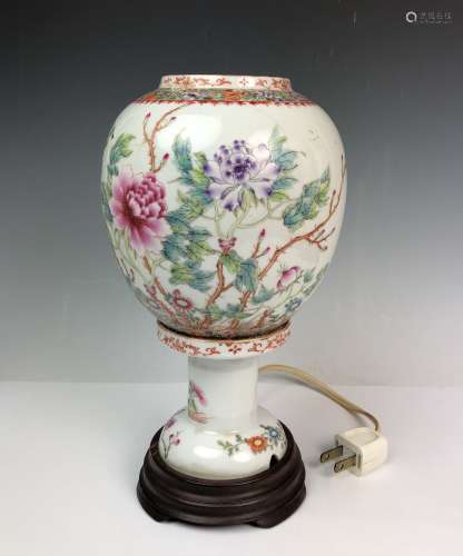 Famille Rose Porcelain Lamp