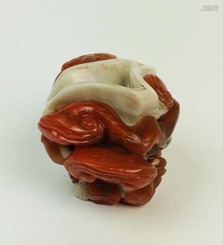 Carved Red and White Agate Washer